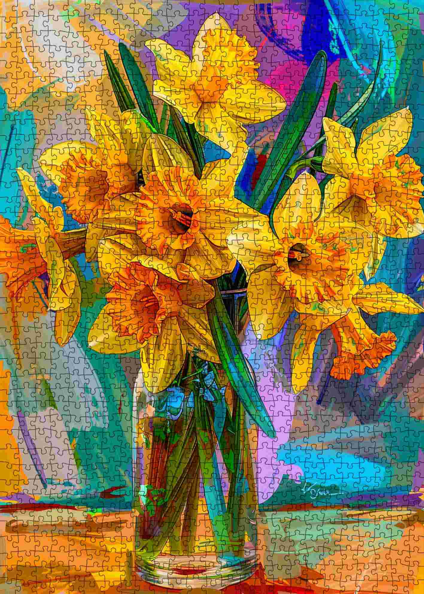 tucocoo-golden-daffodils-puzzle-1000-teile-narzissen-glasvase image 2