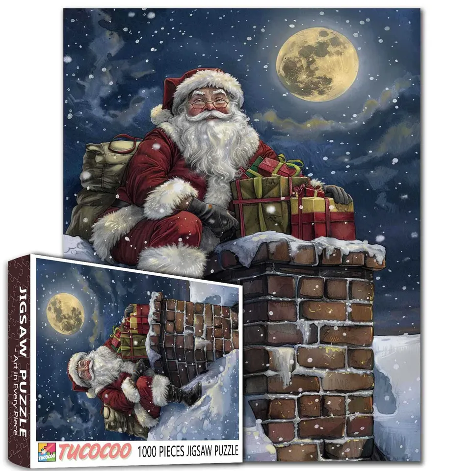 tucocoo-moonlit-rooftop-santa-puzzle-1000-teile-weihnachten image 1