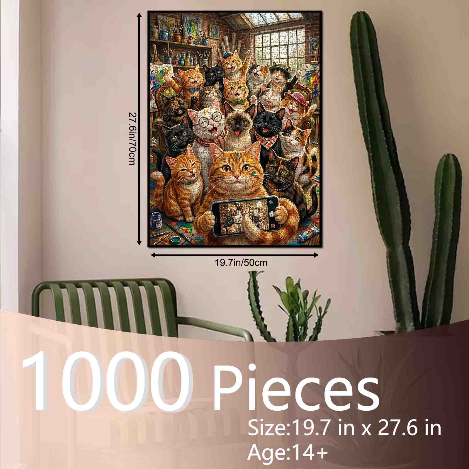 tucocoo-jigsaw-happy-cat-selfie-art-studio-puzzle-1000-teile image 5