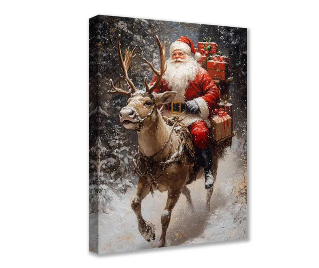 tucocoo-santa-on-reindeer-ride-leinwandbild-30x40-gerahmt image 1