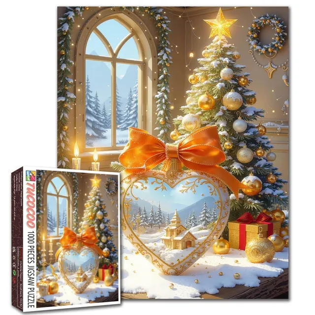 tucocoo-golden-holiday-heart-puzzle-1000-teile-weihnachten image 1