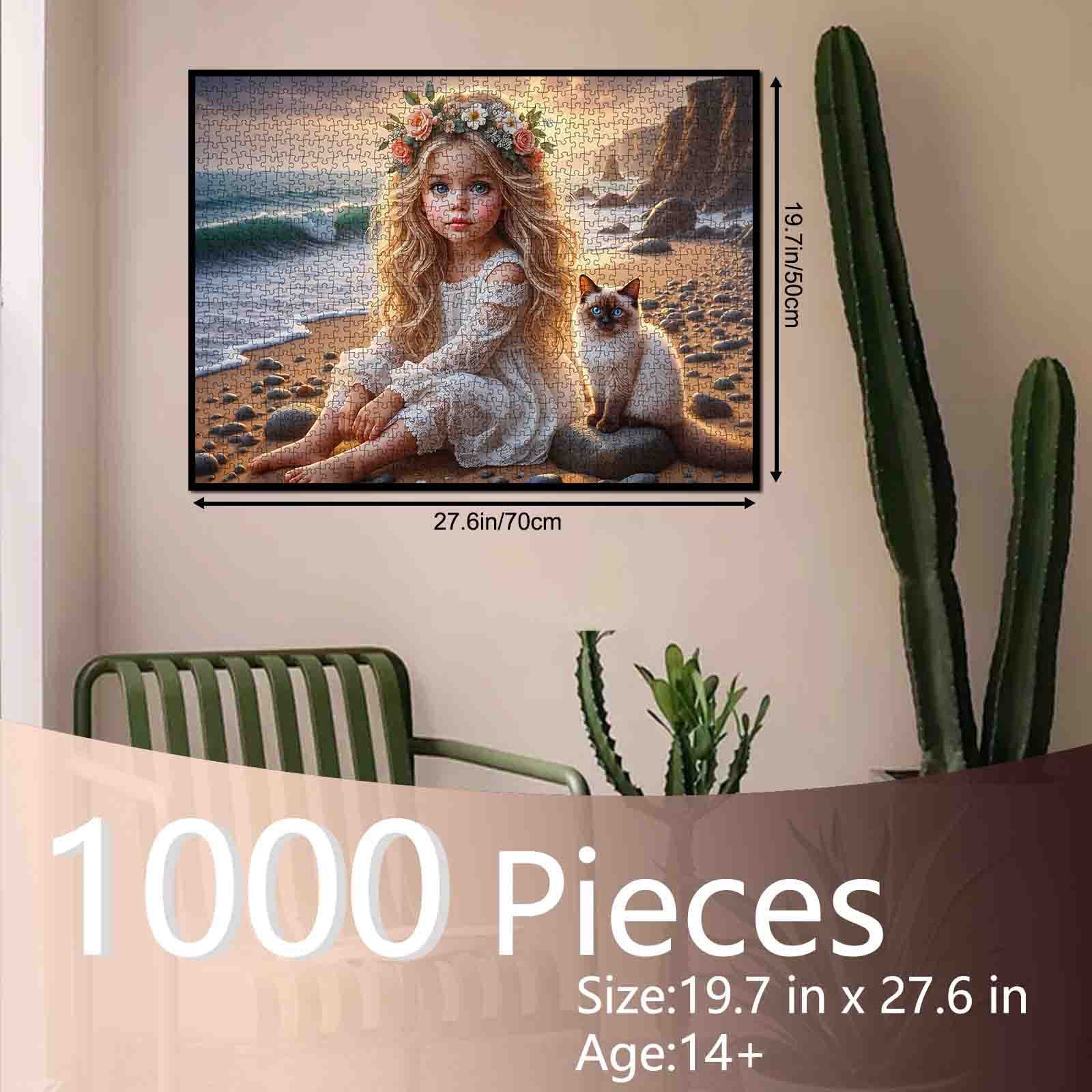 tucocoo-golden-shore-girl-cat-puzzle-1000-teile-strand image 5