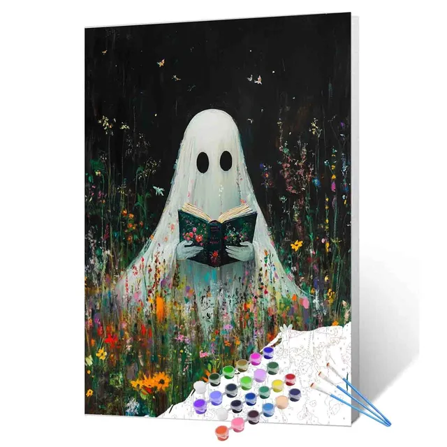 tucocoo-reading-ghost-wildflowers-malen-nach-zahlen-halloween image 1
