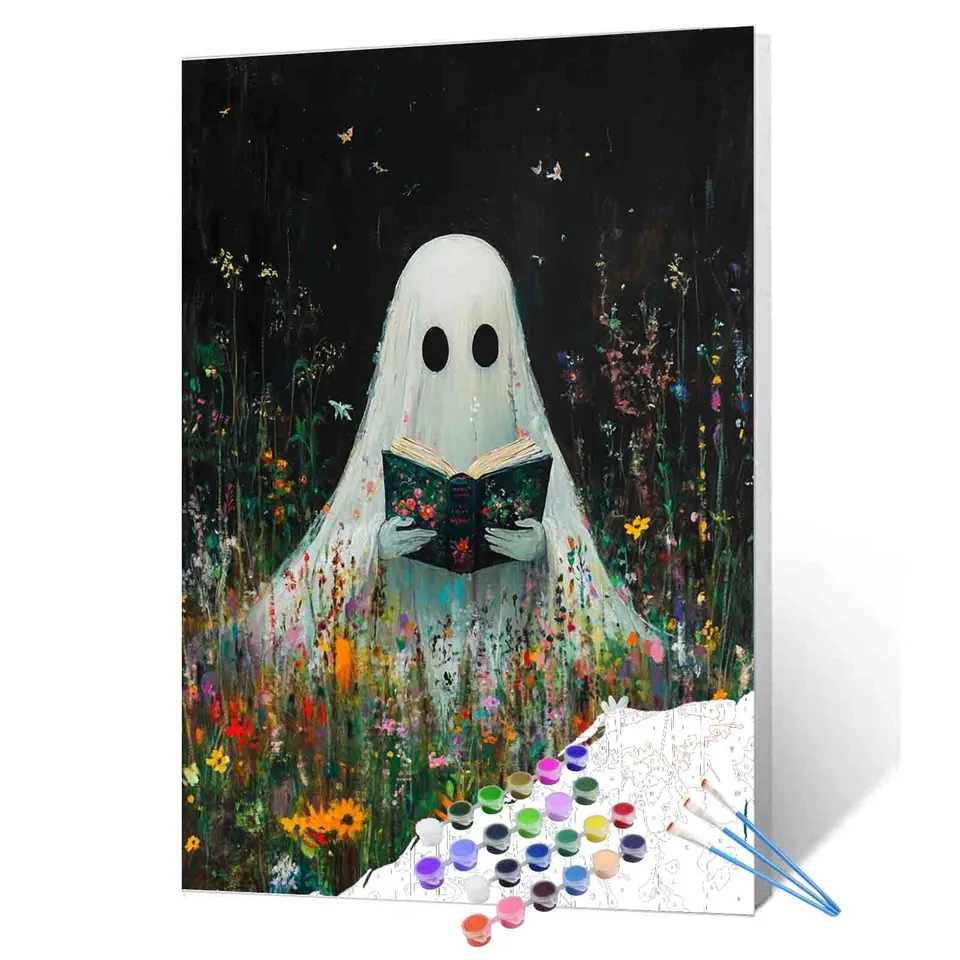 tucocoo-reading-ghost-wildflowers-malen-nach-zahlen-halloween image 1