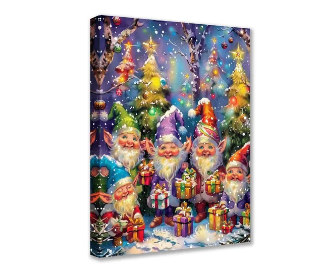 tucocoo-canvas-wall-art-cheerful-christmas-elves-leinwandbild-elfen image 1