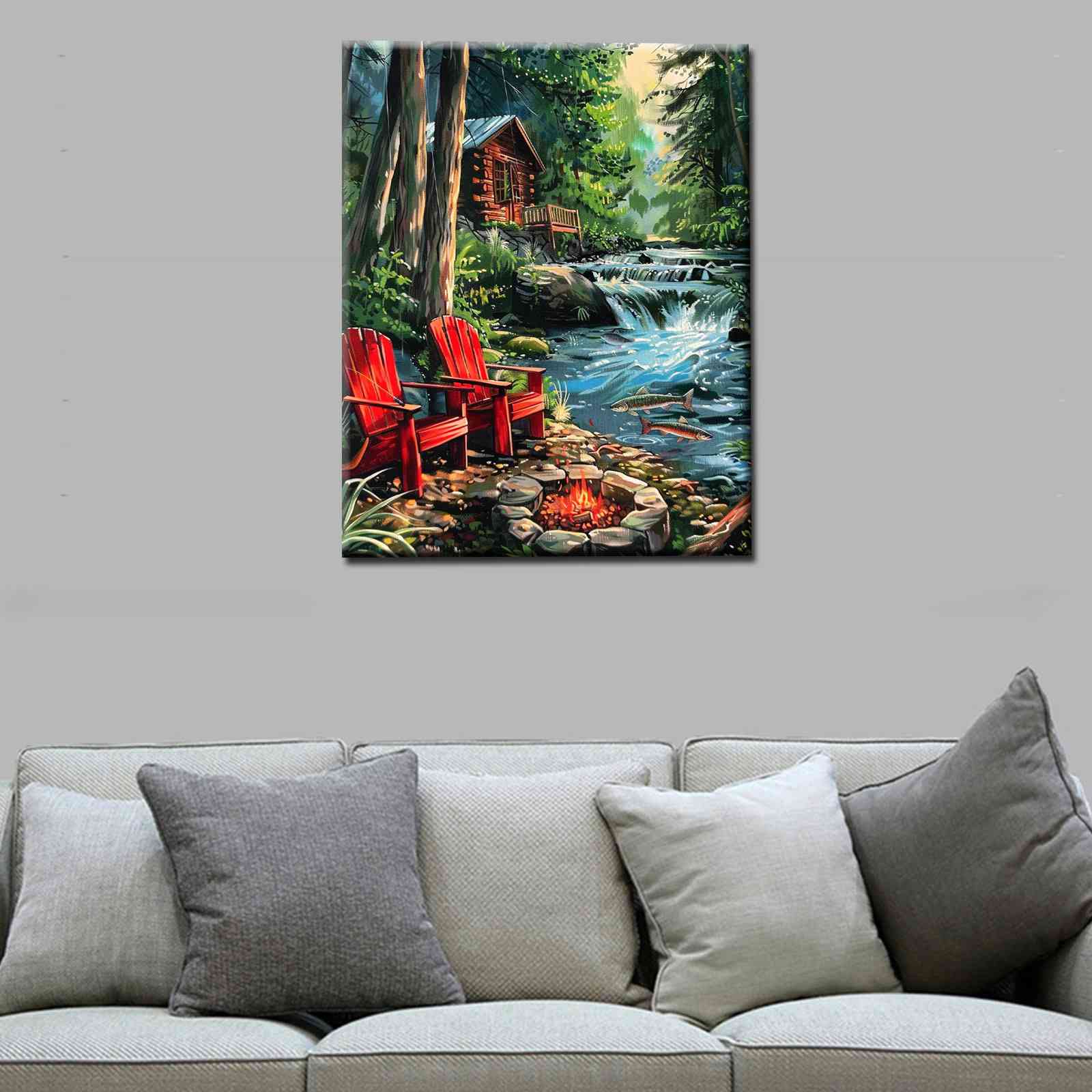 tucocoo-forest-cabin-creekside-malen-nach-zahlen-40x50-ohne-rahmen-wald image 3