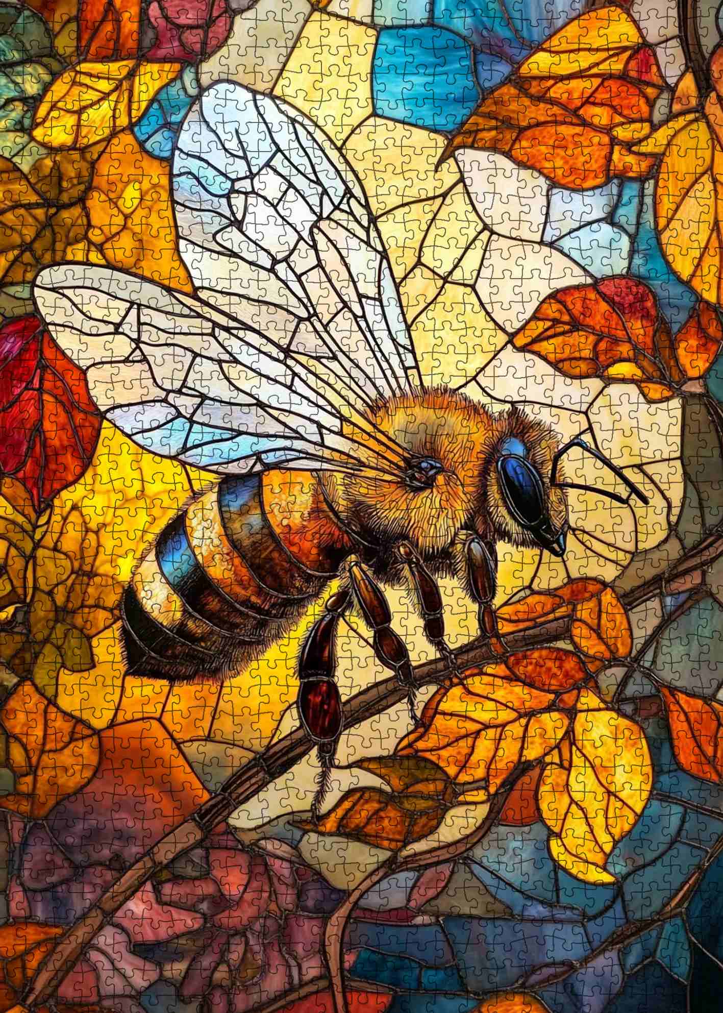 tucocoo-jigsaw-puzzles-stained-glass-bee-puzzle-1000-teile-biene image 2