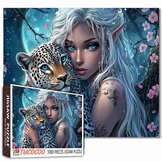 tucocoo-moonlit-elf-and-leopard-puzzle-1000-teile-fantasy image 1