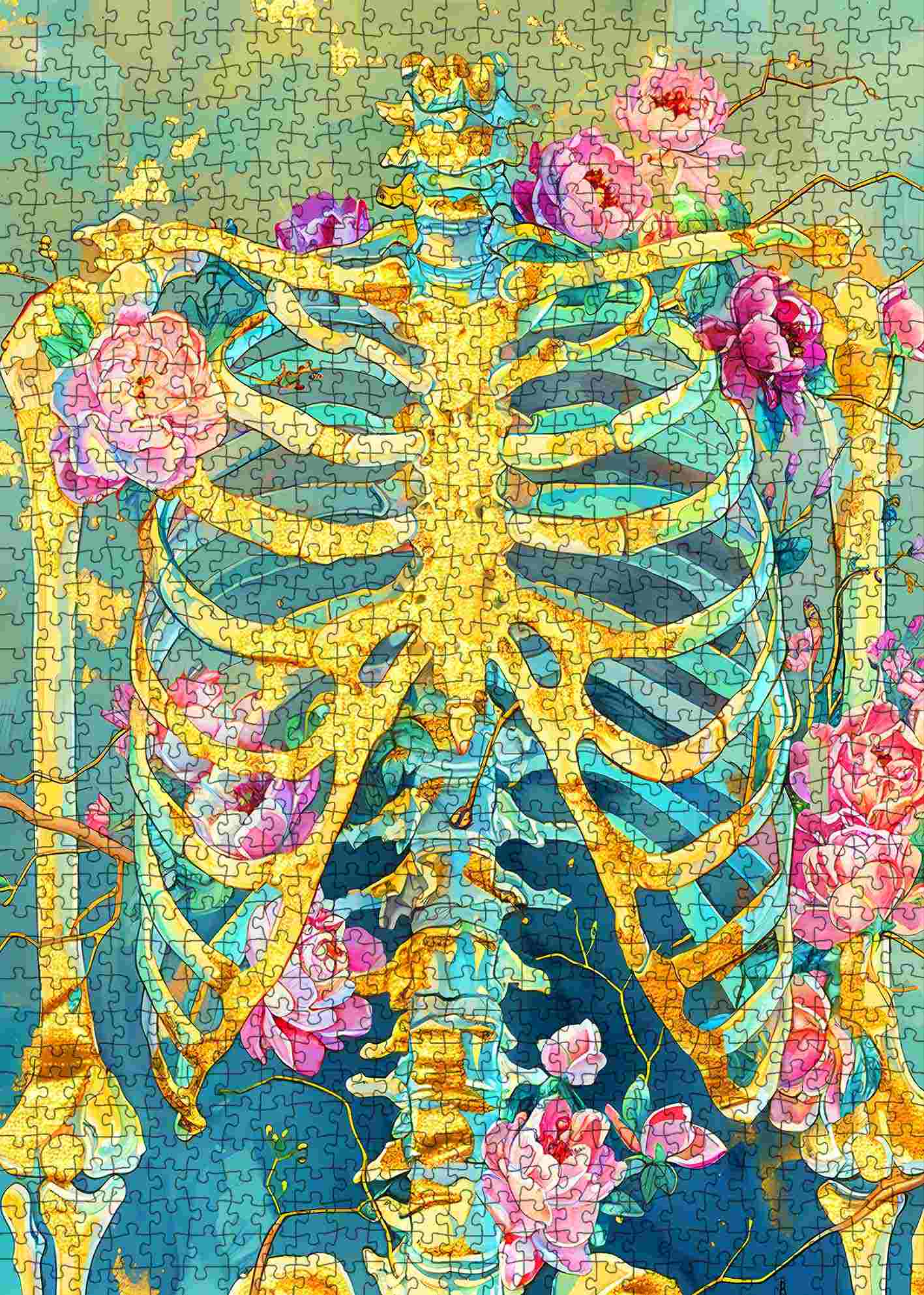 tucocoo-golden-skeleton-floral-fusion-puzzle-1000-teile-gold image 2