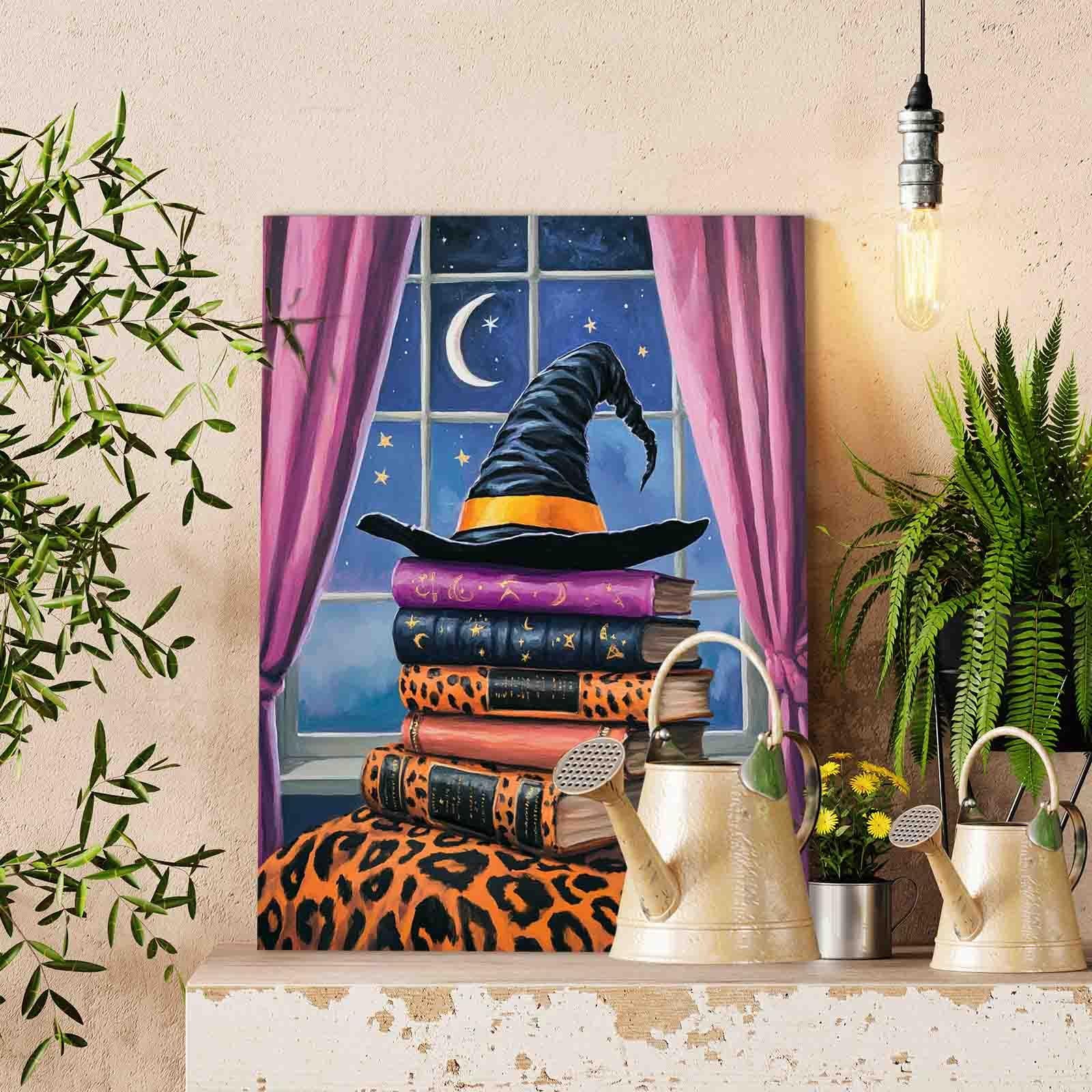 tucocoo-paint-by-numbers-witch-hat-and-spellbooks-malen-nach-zahlen-40x50 image 2
