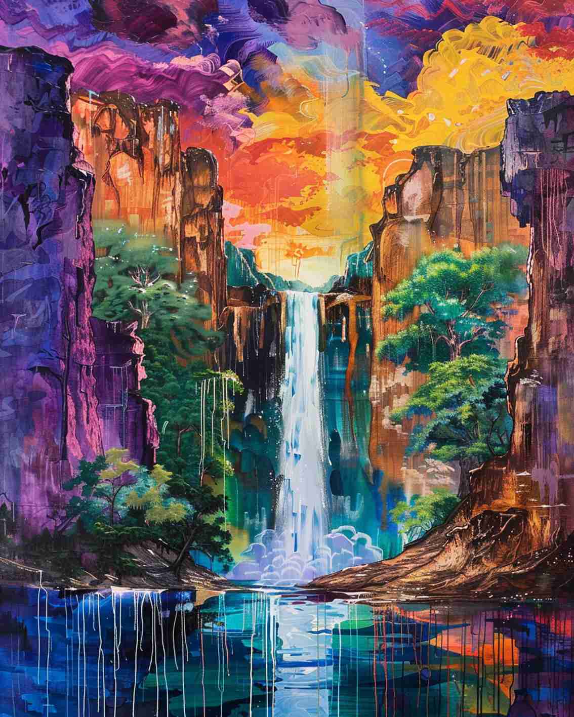 tucocoo-vibrant-sunset-waterfall-malen-nach-zahlen-ohne-rahmen image 2