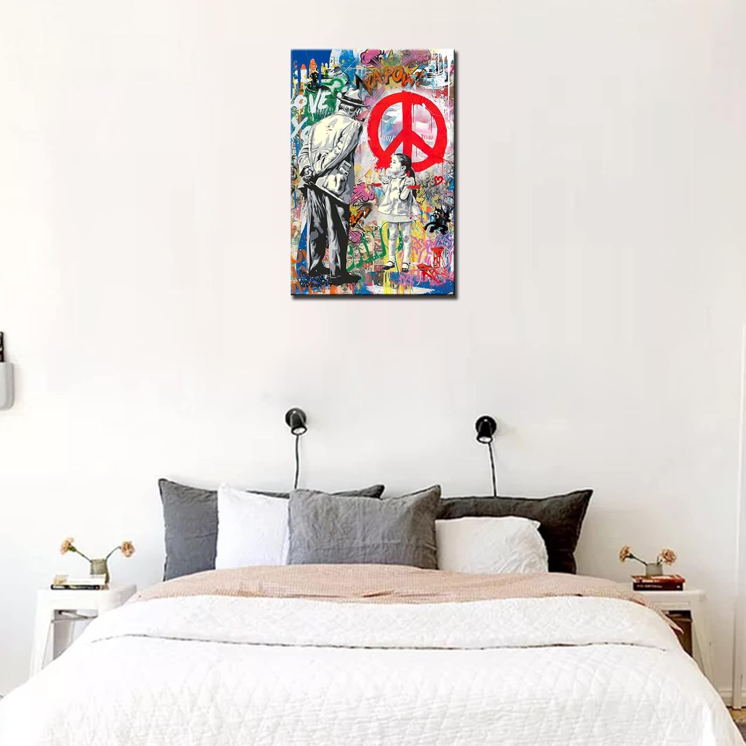 tucocoo-canvas-wall-art-leinwandbild-m-dchen-peace-graffiti-30x40 image 2