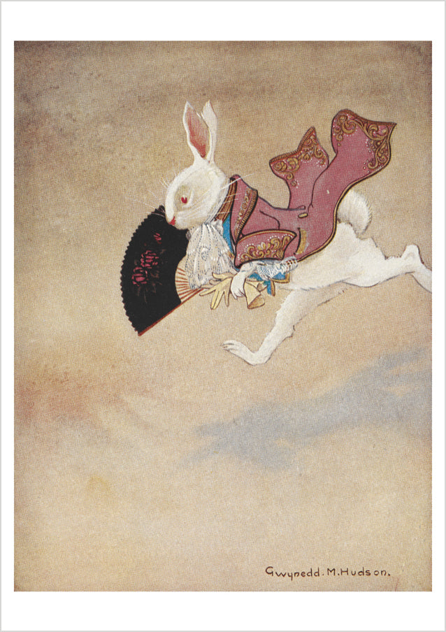 pomegranate-hudson-white-rabbit-postkarte-alice-kaninchen image 1