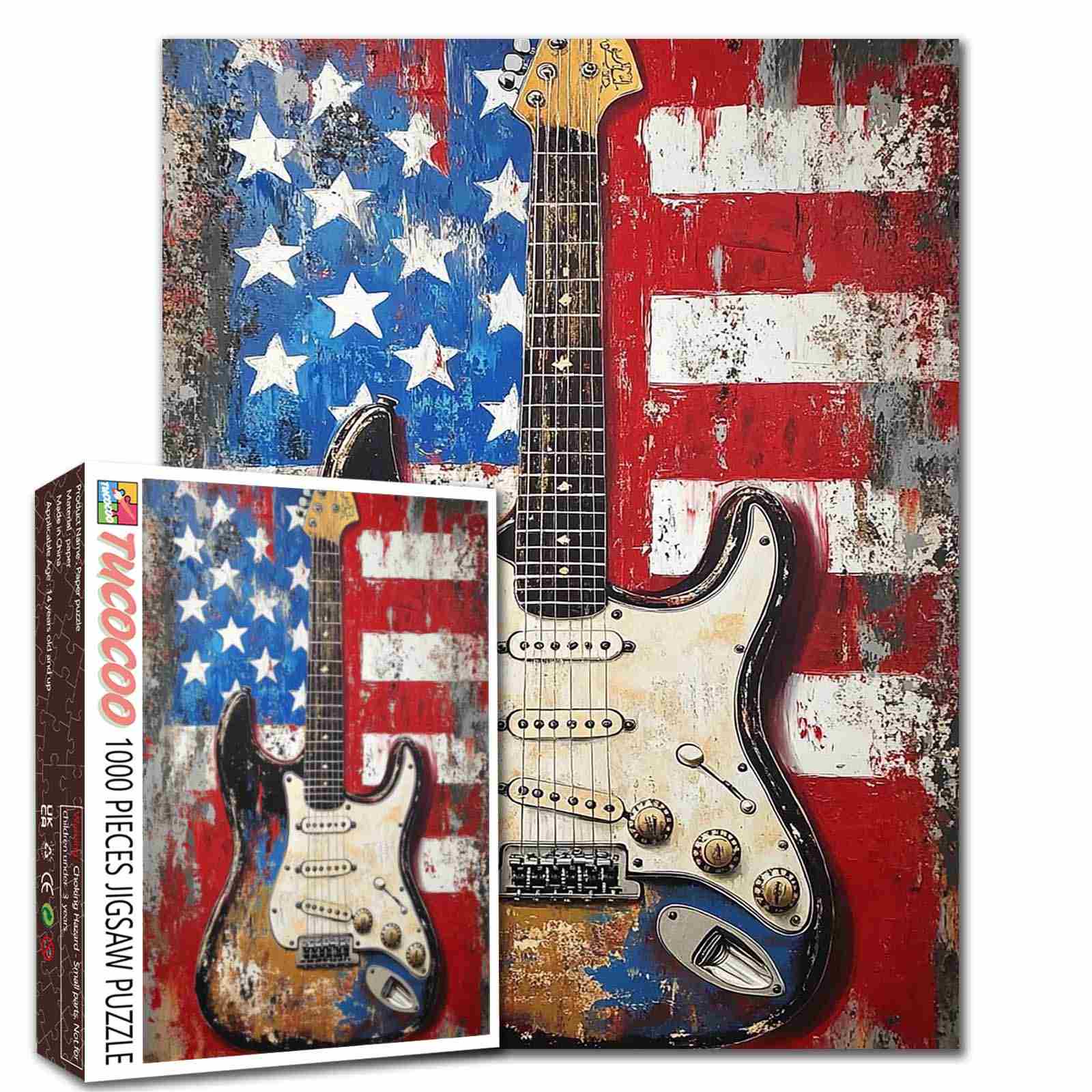 tucocoo-american-flag-guitar-puzzle-1000-teile-gitarre image 1