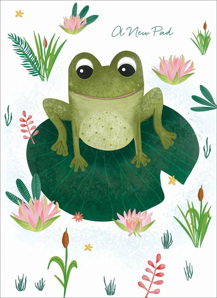 otter-house-frog-new-pad-einzugskarte-frosch-seerose image 1