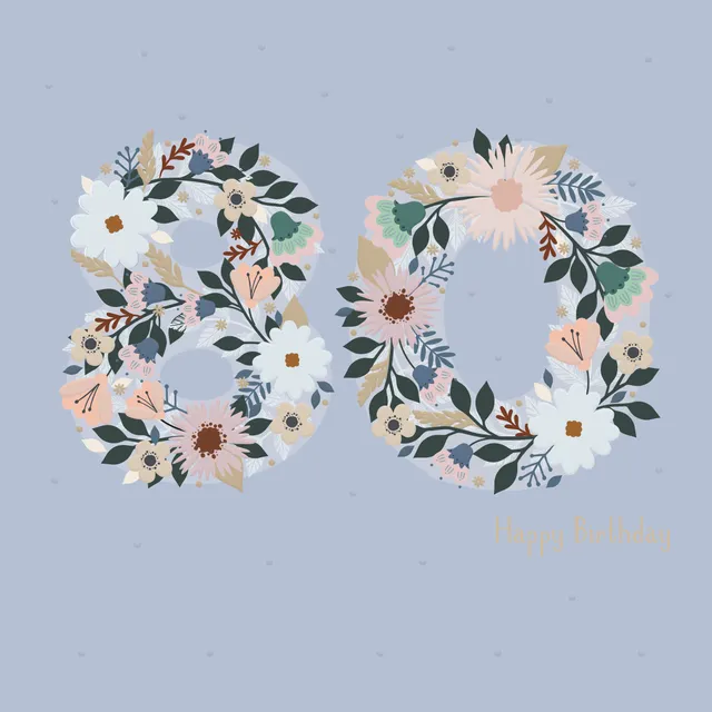 otter-house-age-to-celebrate-80-geburtstagskarte-floral image 1