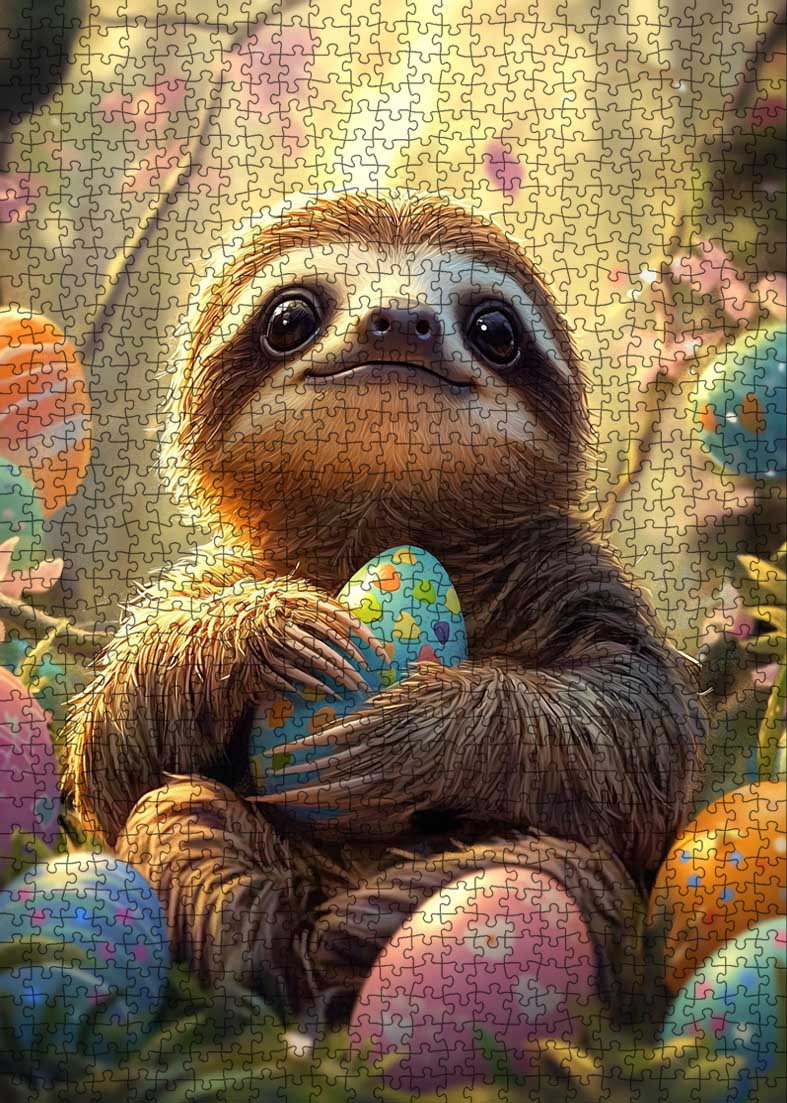 tucocoo-sloth-easter-eggs-puzzle-1000-teile-faultier image 2