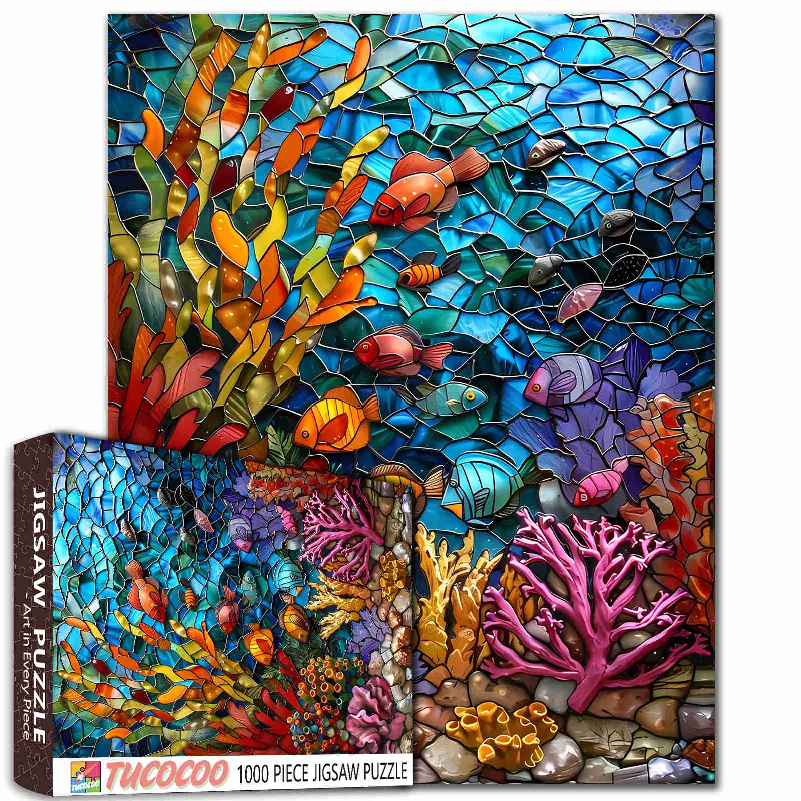 tucocoo-jigsaw-puzzles-underwater-world-stained-glass-puzzle-1000-teile image 1