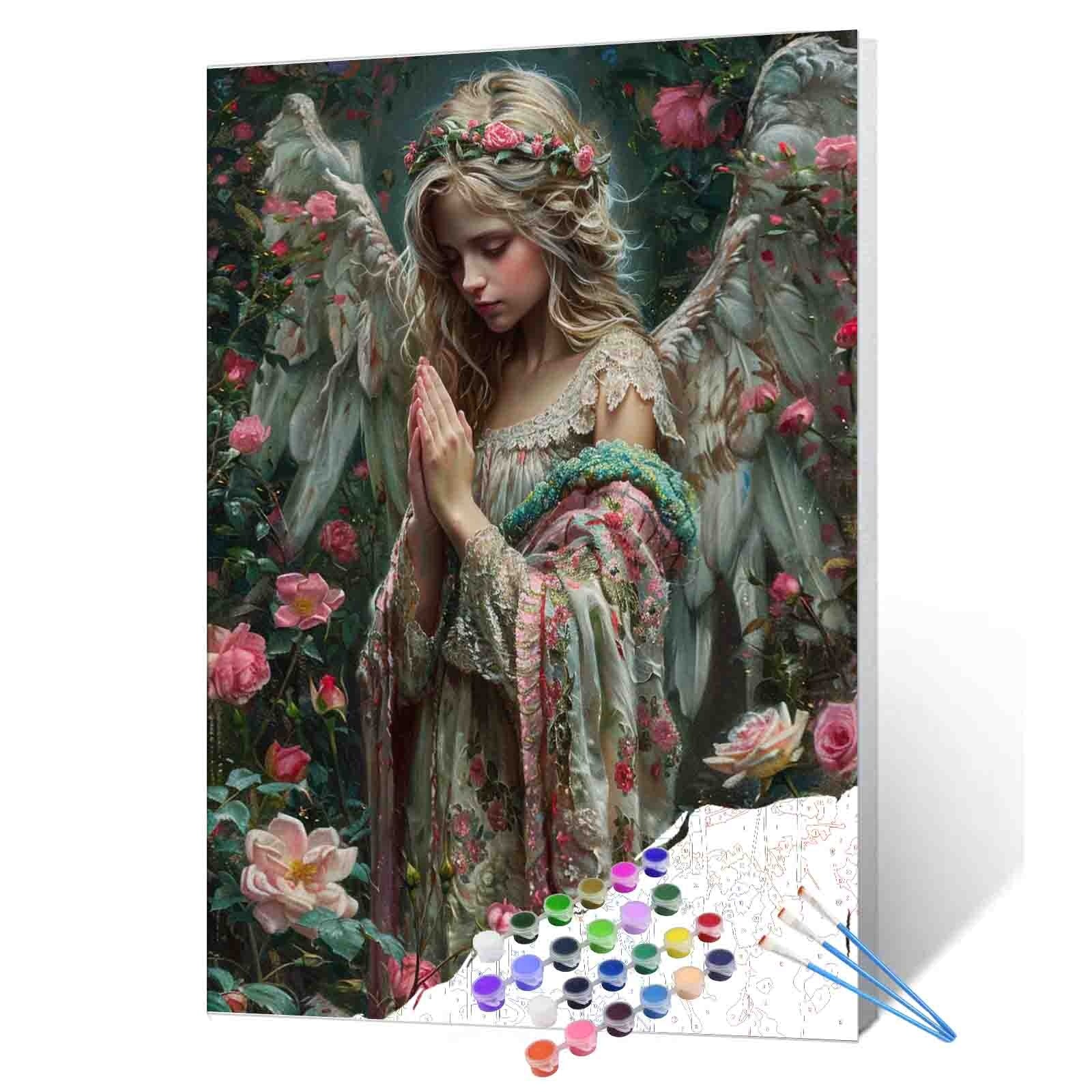 tucocoo-praying-angel-floral-garden-malen-nach-zahlen-40x50-ohne-rahmen image 1