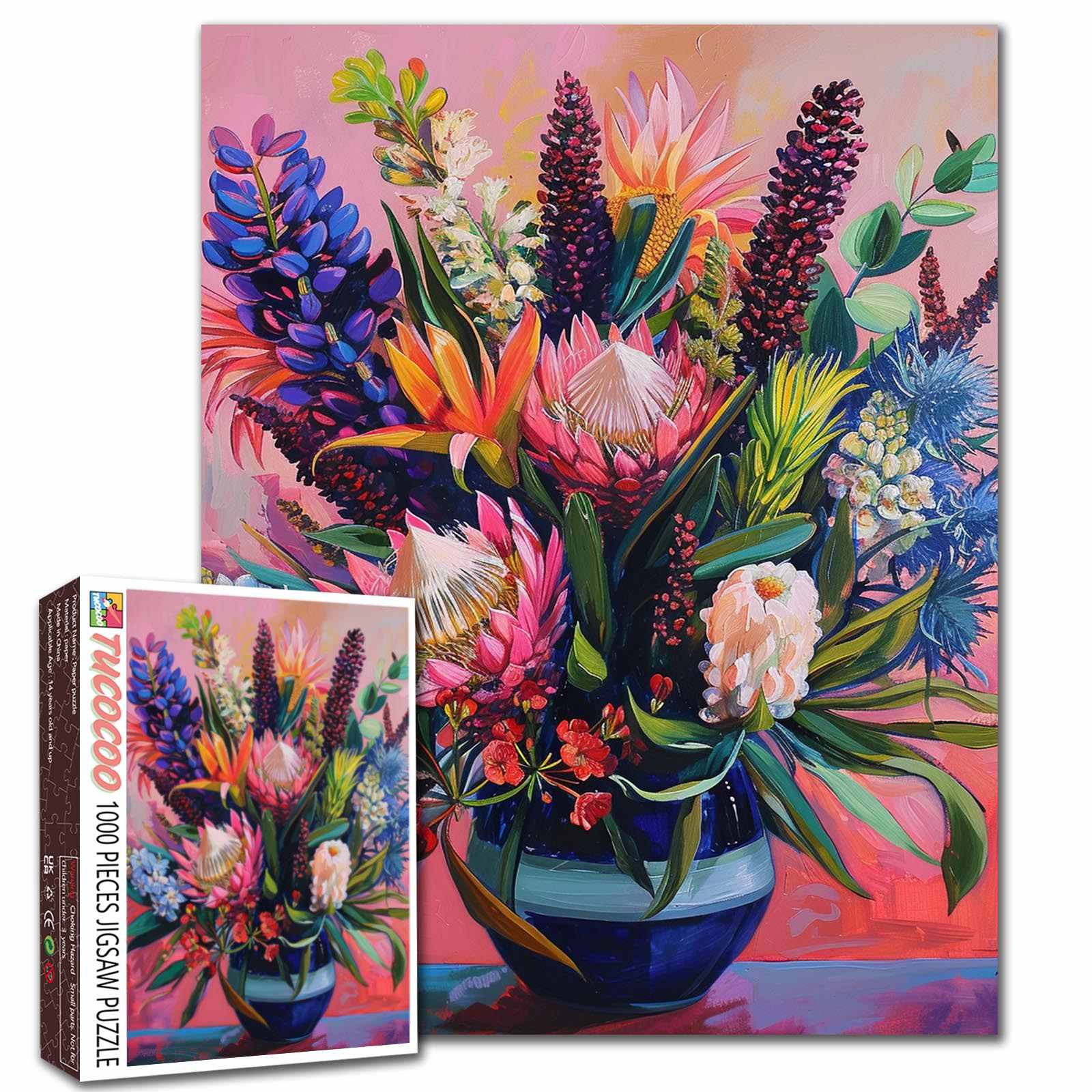 tucocoo-vibrant-bloom-blue-vase-puzzle-1000-teile-blumen image 1