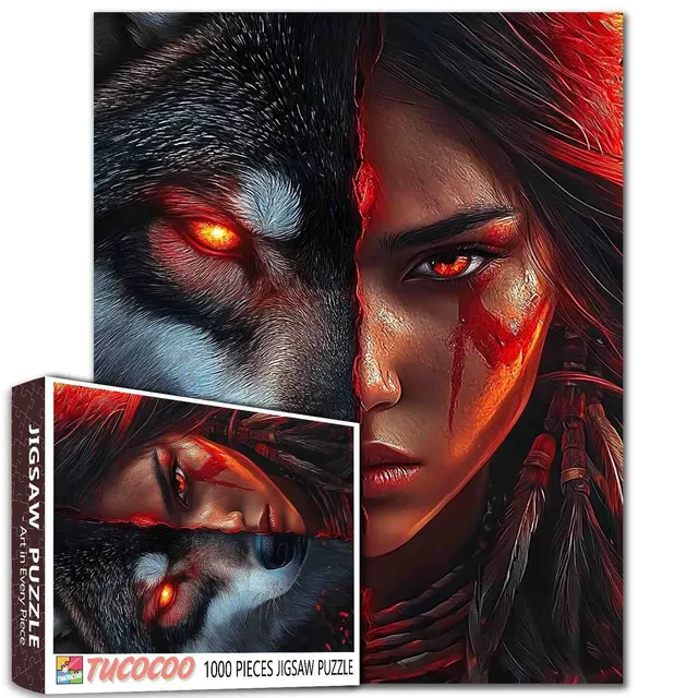 tucocoo-wolf-spirit-warrior-puzzle-1000-teile-portrait image 1