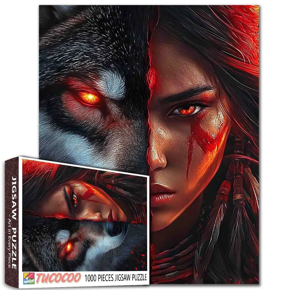 tucocoo-wolf-spirit-warrior-puzzle-1000-teile-portrait image 1