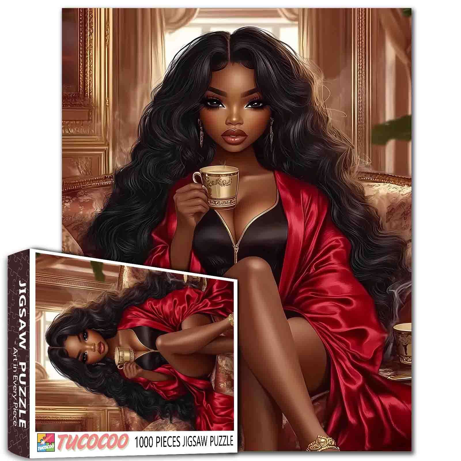 tucocoo-beauty-portrait-puzzle-1000-teile-frau-seidenrobe image 1