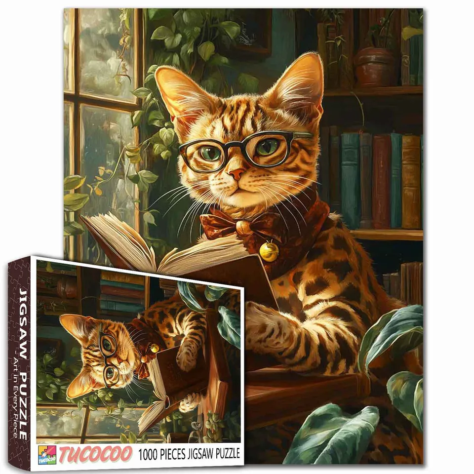tucocoo-smart-cat-reading-puzzle-1000-teile-katze image 1
