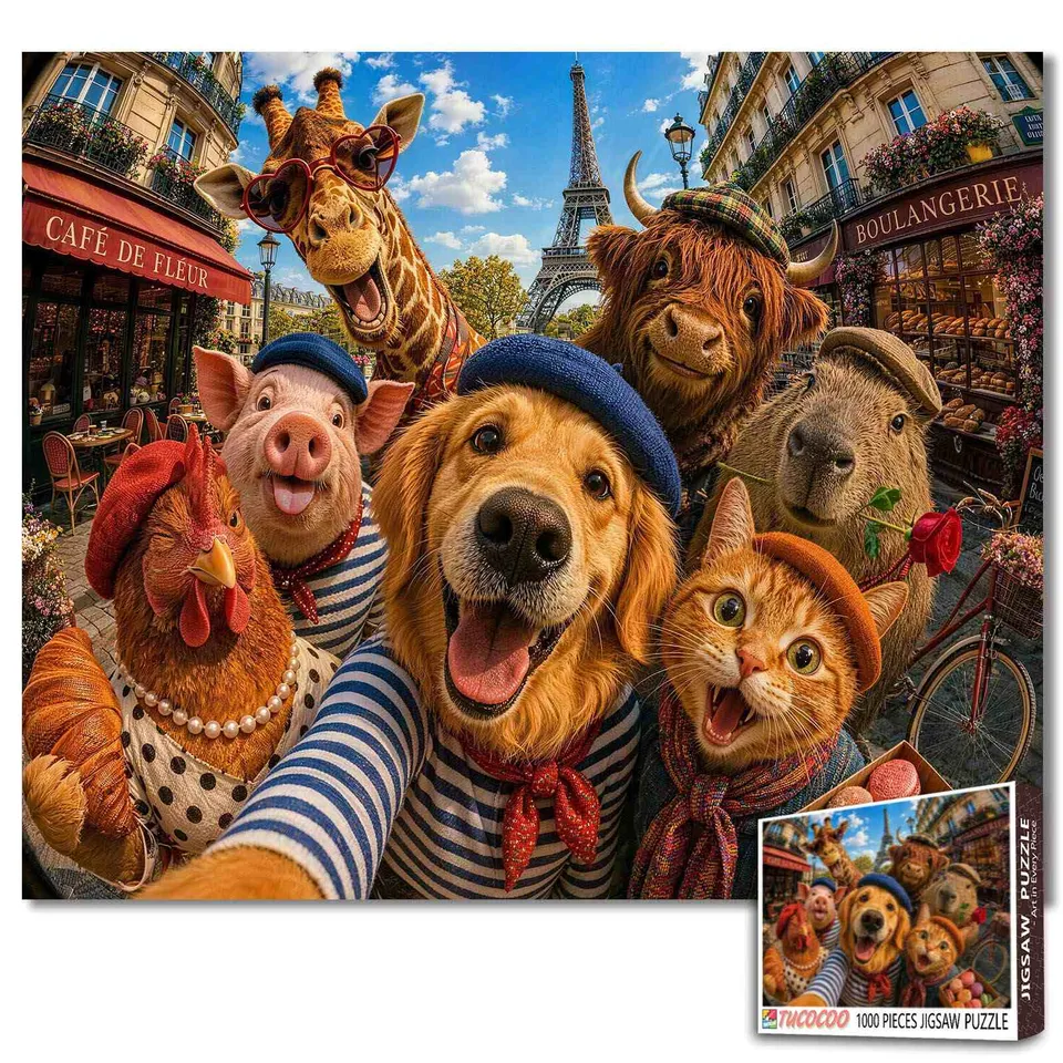tucocoo-paris-animal-friends-selfie-puzzle-1000-teile-tiere image 1