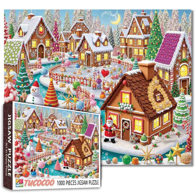 tucocoo-gingerbread-christmas-village-puzzle-1000-teile-weihnachten image 1