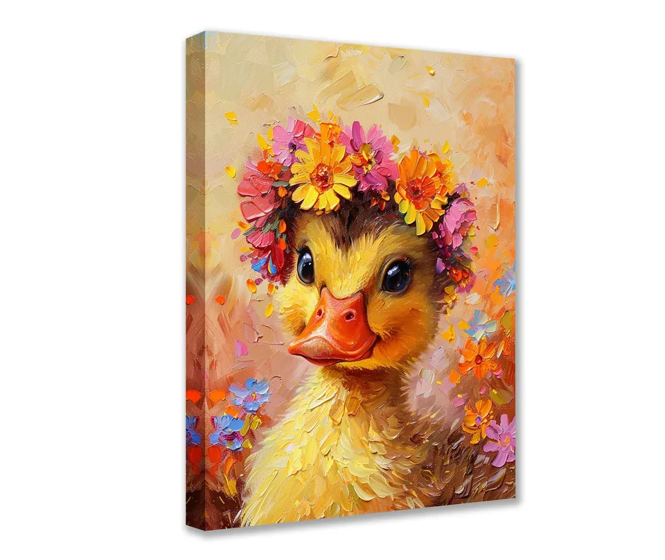 tucocoo-canvas-entenk-ken-mit-blumenkranz-leinwandbild-30x40cm image 1