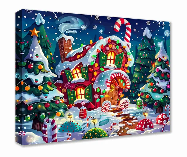 tucocoo-candy-cottage-leinwandbild-weihnachten-h-tte-40x50 image 1