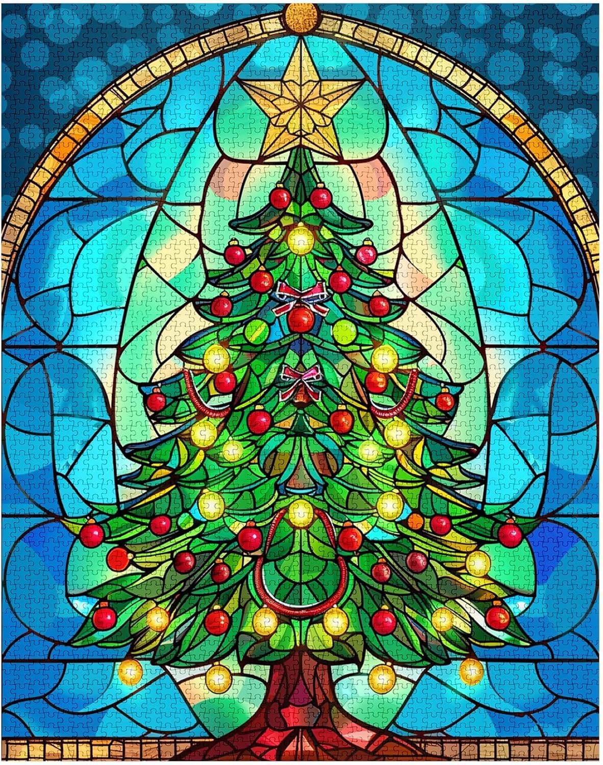 tucocoo-stained-glass-xmas-tree-puzzle-1000-teile-weihnachten image 2