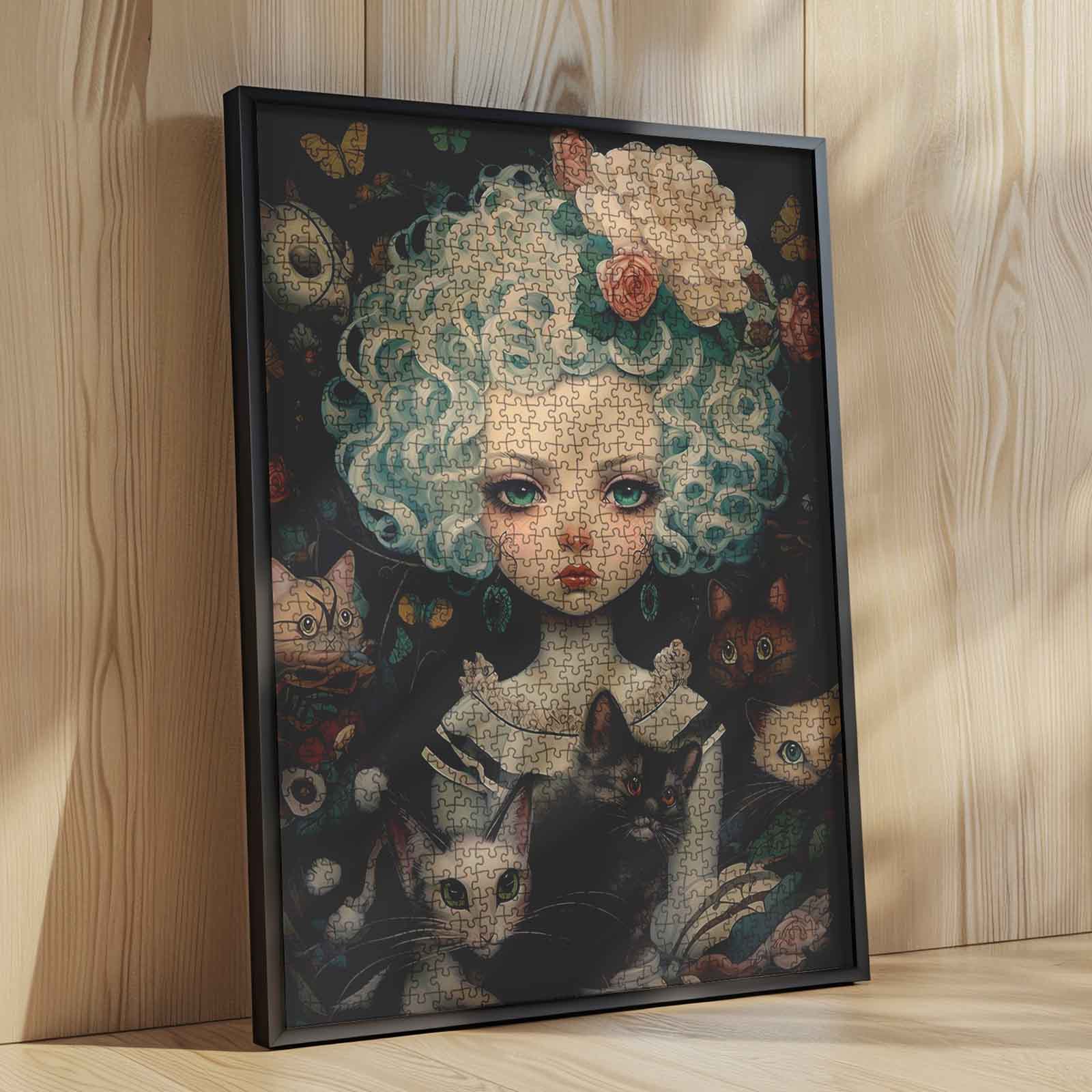 tucocoo-curly-haired-girl-with-cats-puzzle-1000-teile-katzen image 4
