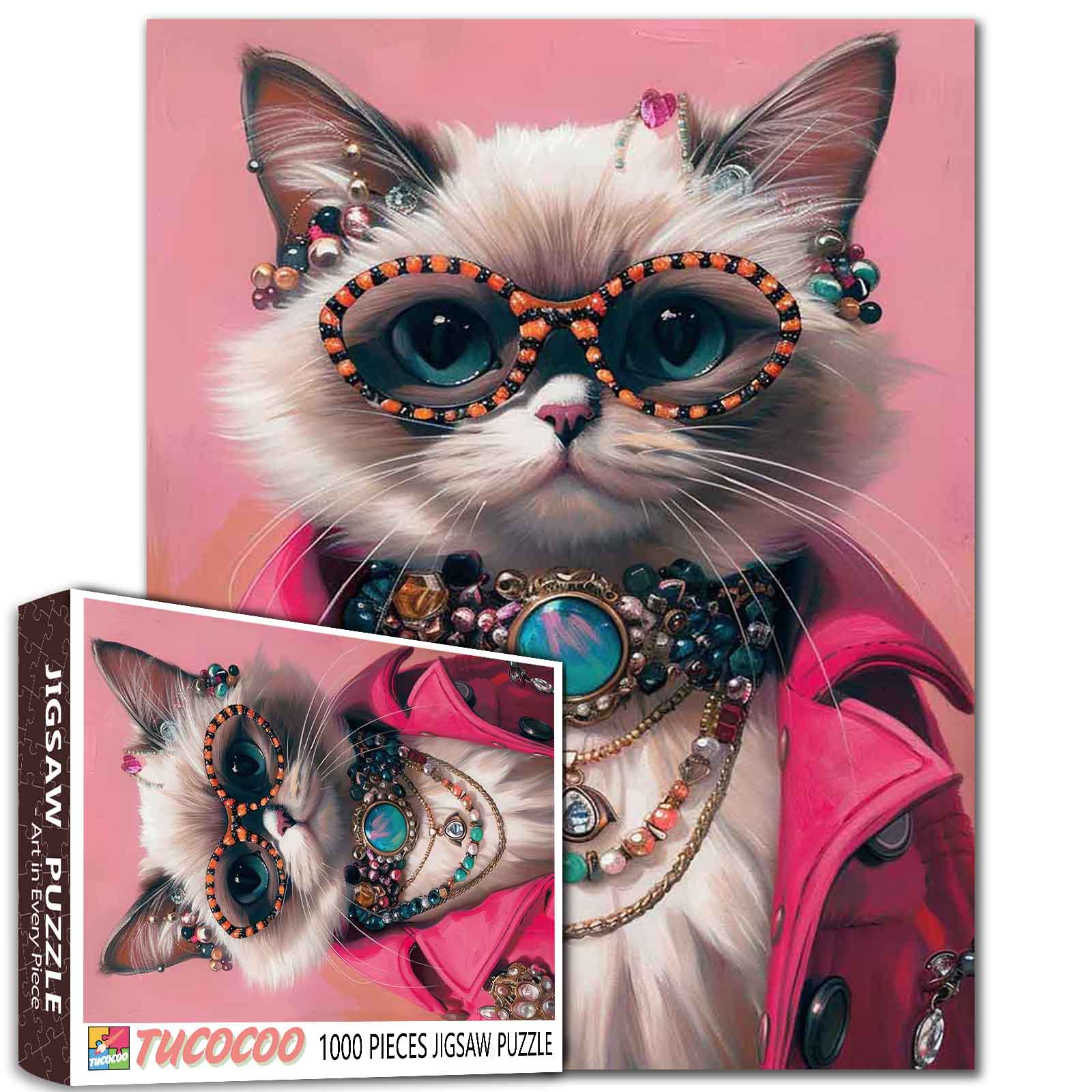 tucocoo-fashionable-cat-puzzle-1000-teile-katze-sonnenbrille image 1