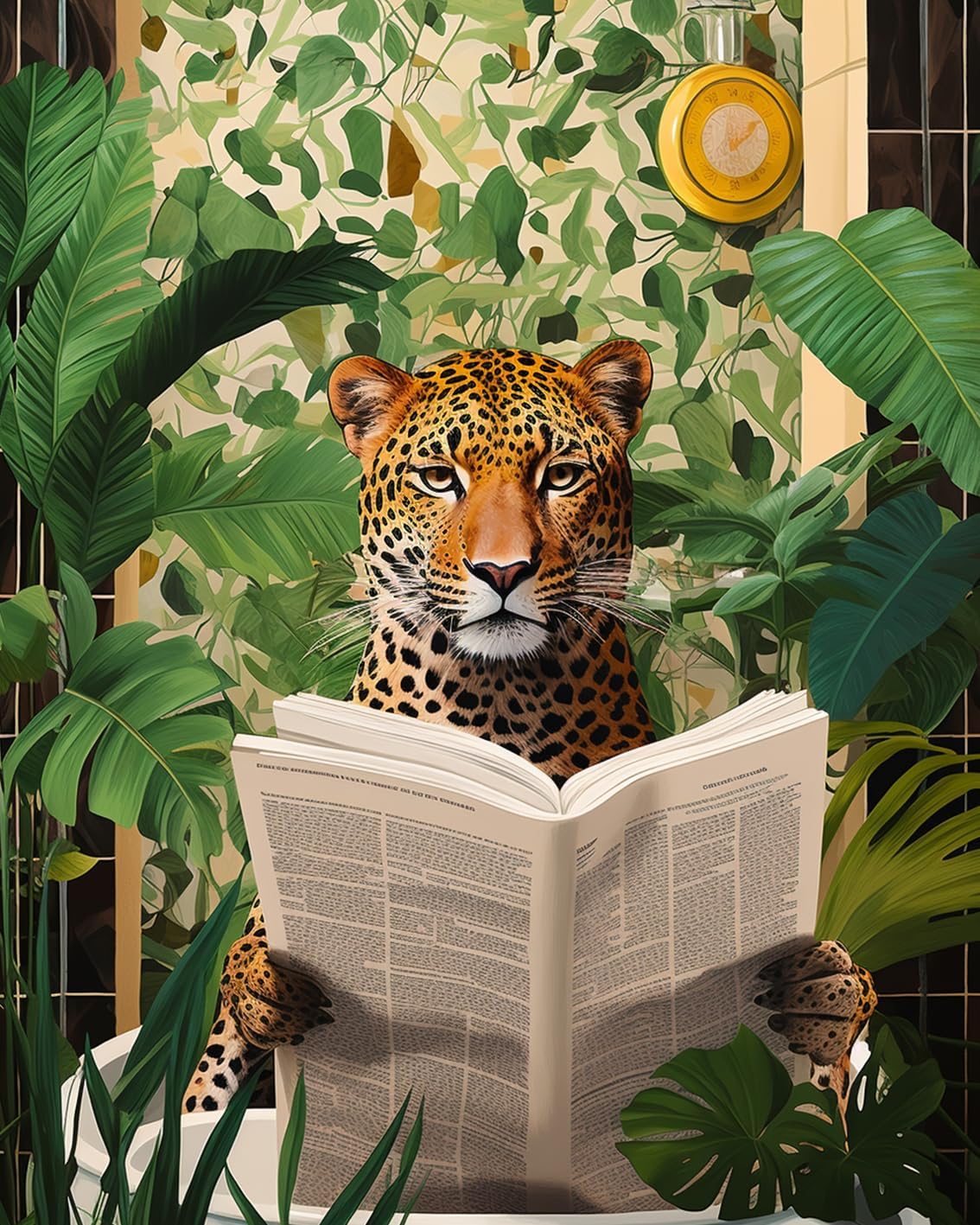 tucocoo-paint-by-numbers-leopard-reading-newspaper-malen-nach-zahlen-40x50 image 2