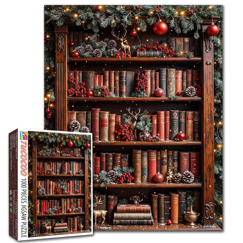 tucocoo-christmas-bookshelf-charm-puzzle-1000-teile-regal image 1
