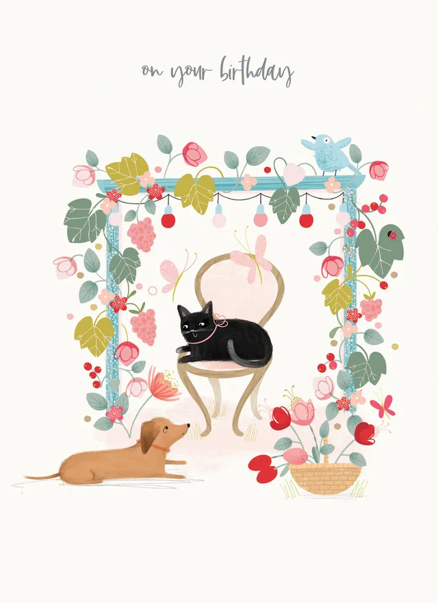 otter-house-olive-wilma-grusskarte-garden-arch-hund-katze image 1