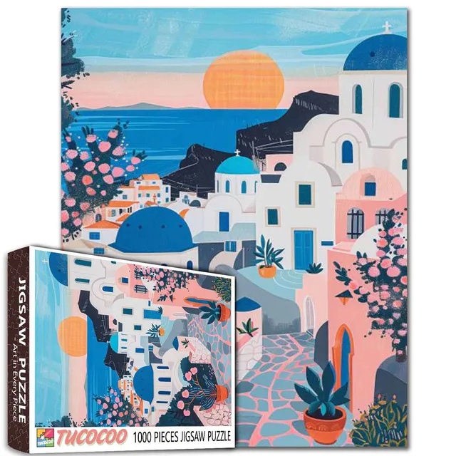 tucocoo-santorini-sunset-view-puzzle-1000-teile-griechenland image 1