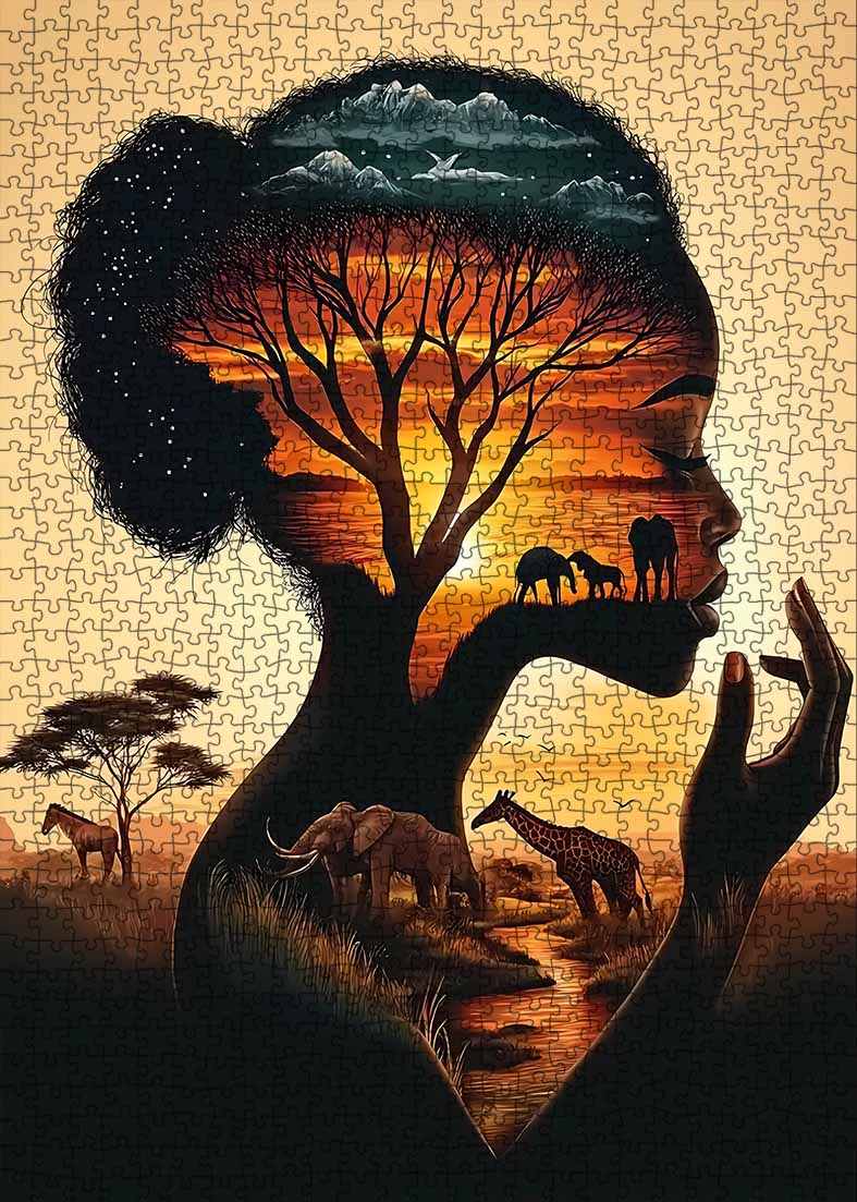 tucocoo-african-silhouette-puzzle-1000-teile-sonnenuntergang image 2