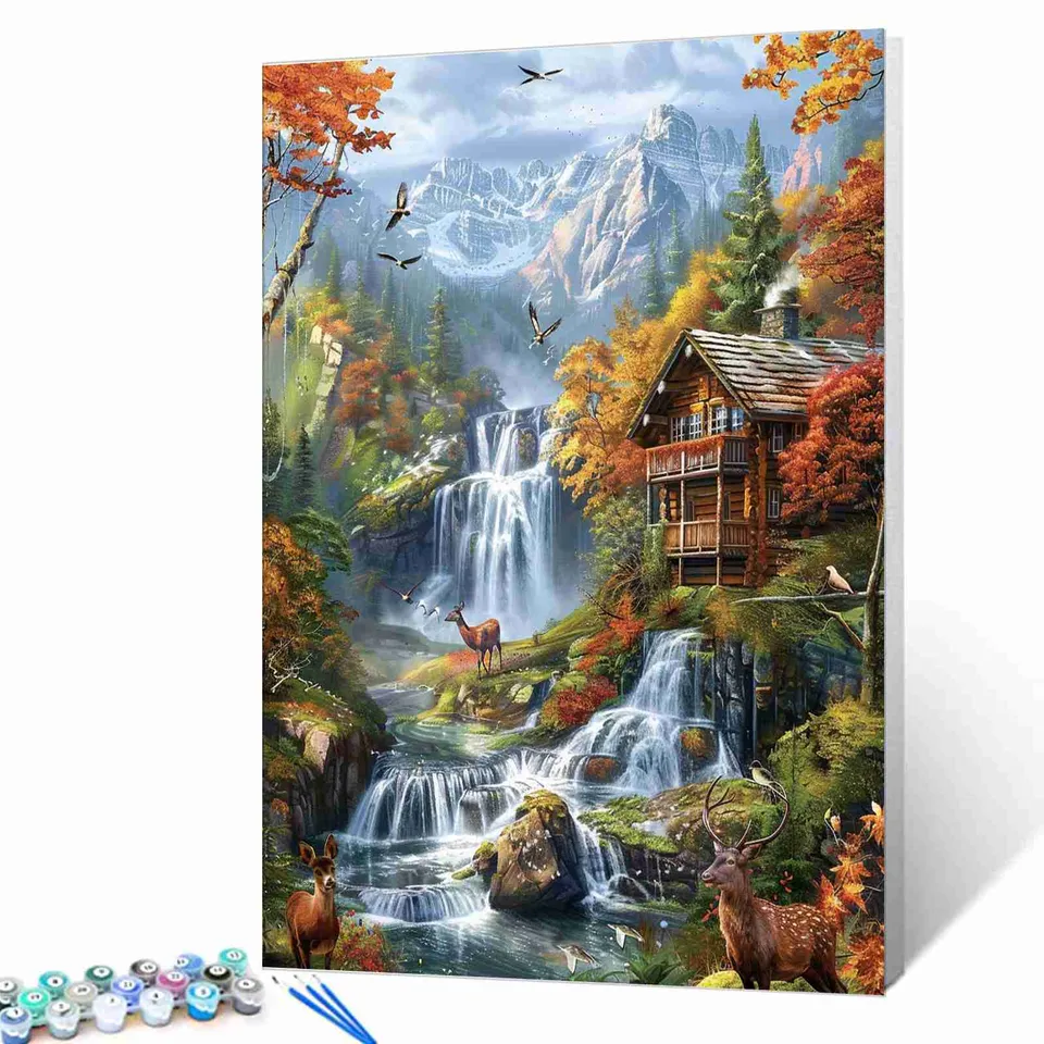 tucocoo-forest-waterfall-retreat-malen-nach-zahlen-wald-40x50cm image 1