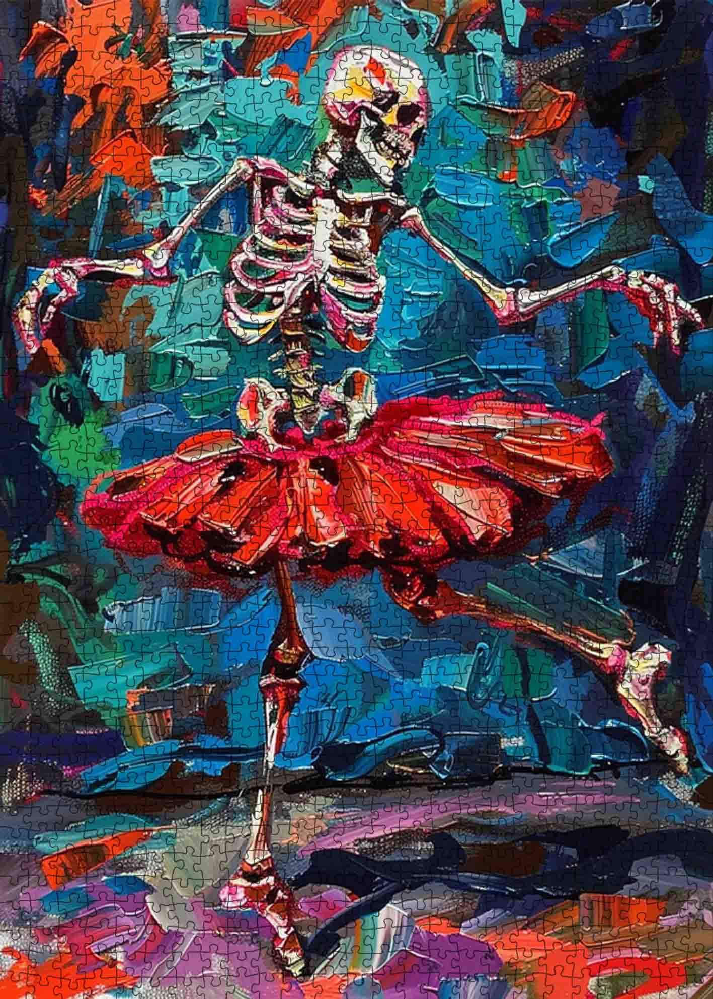 tucocoo-dancing-skeleton-red-tutu-puzzle-1000-teile-skull image 2