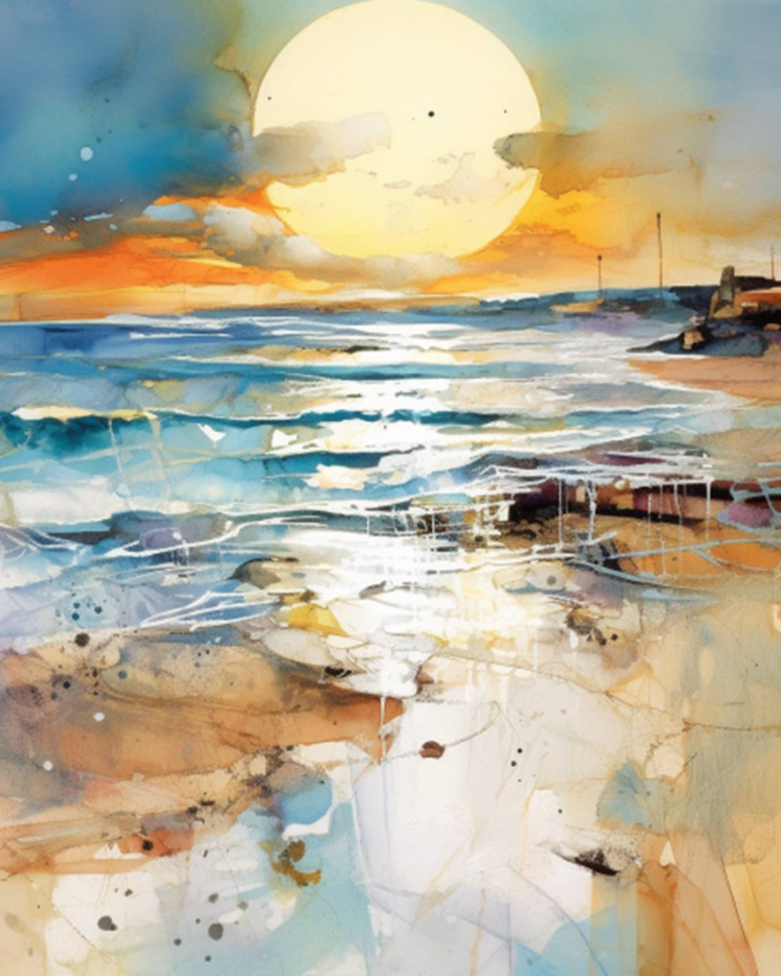 tucocoo-paint-by-numbers-golden-sunset-over-the-ocean-malen-nach-zahlen-40x50 image 2
