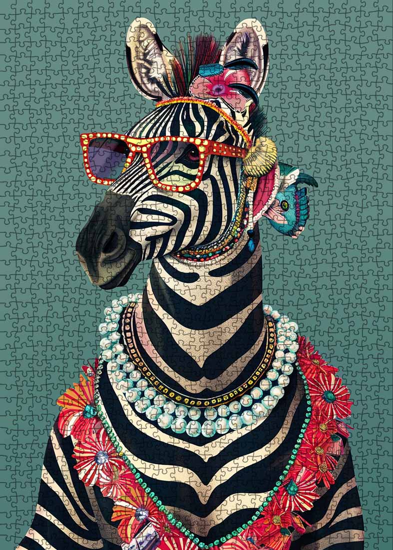 tucocoo-fashionable-zebra-puzzle-1000-teile-tierportrait image 2