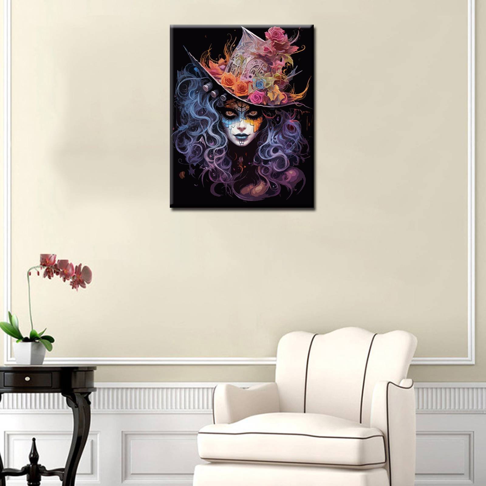tucocoo-paint-by-numbers-mystic-woman-floral-skull-malset-40x50-o-rahmen image 3