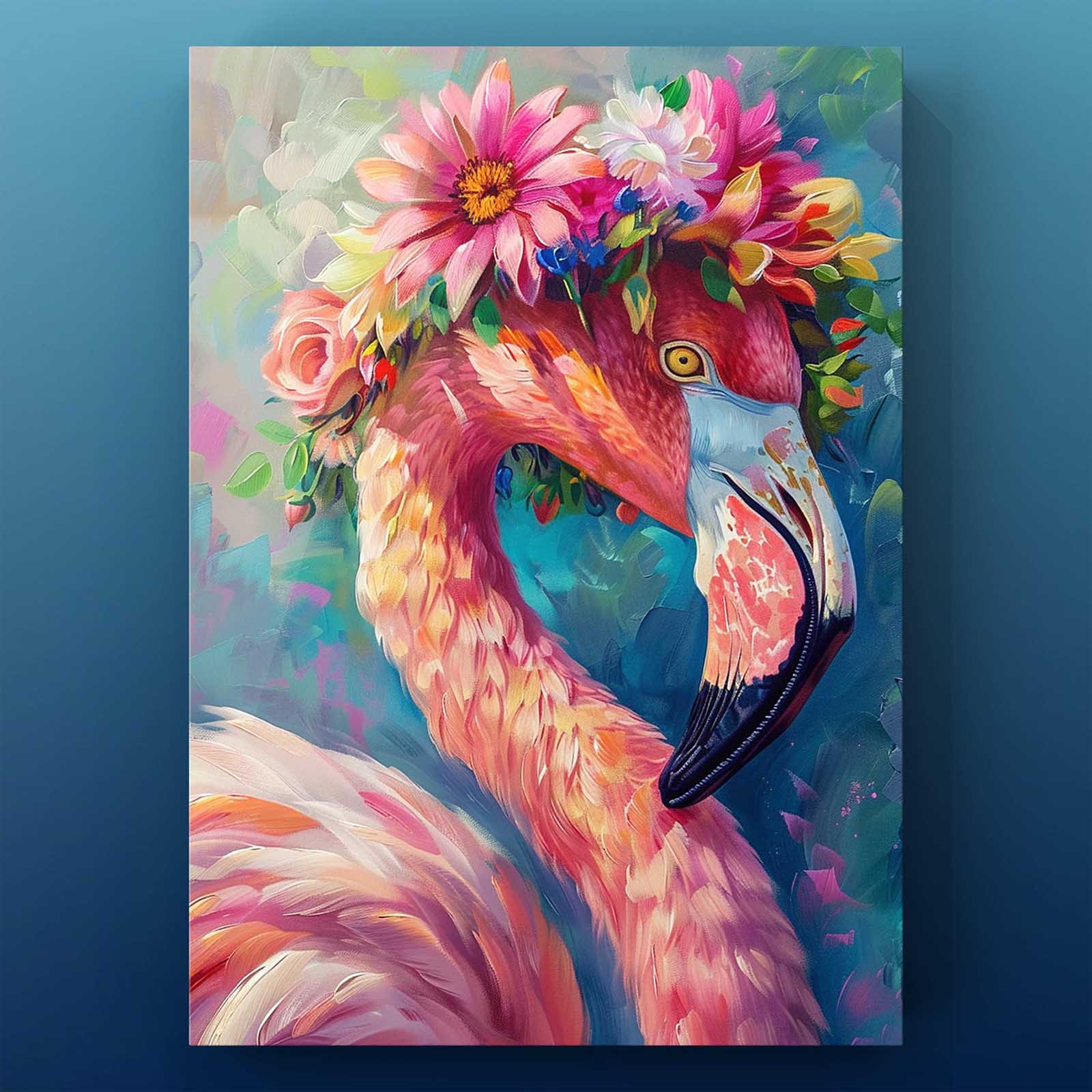 tucocoo-canvas-wall-art-flamingo-leinwandbild-30x40cm-blumenkranz image 2
