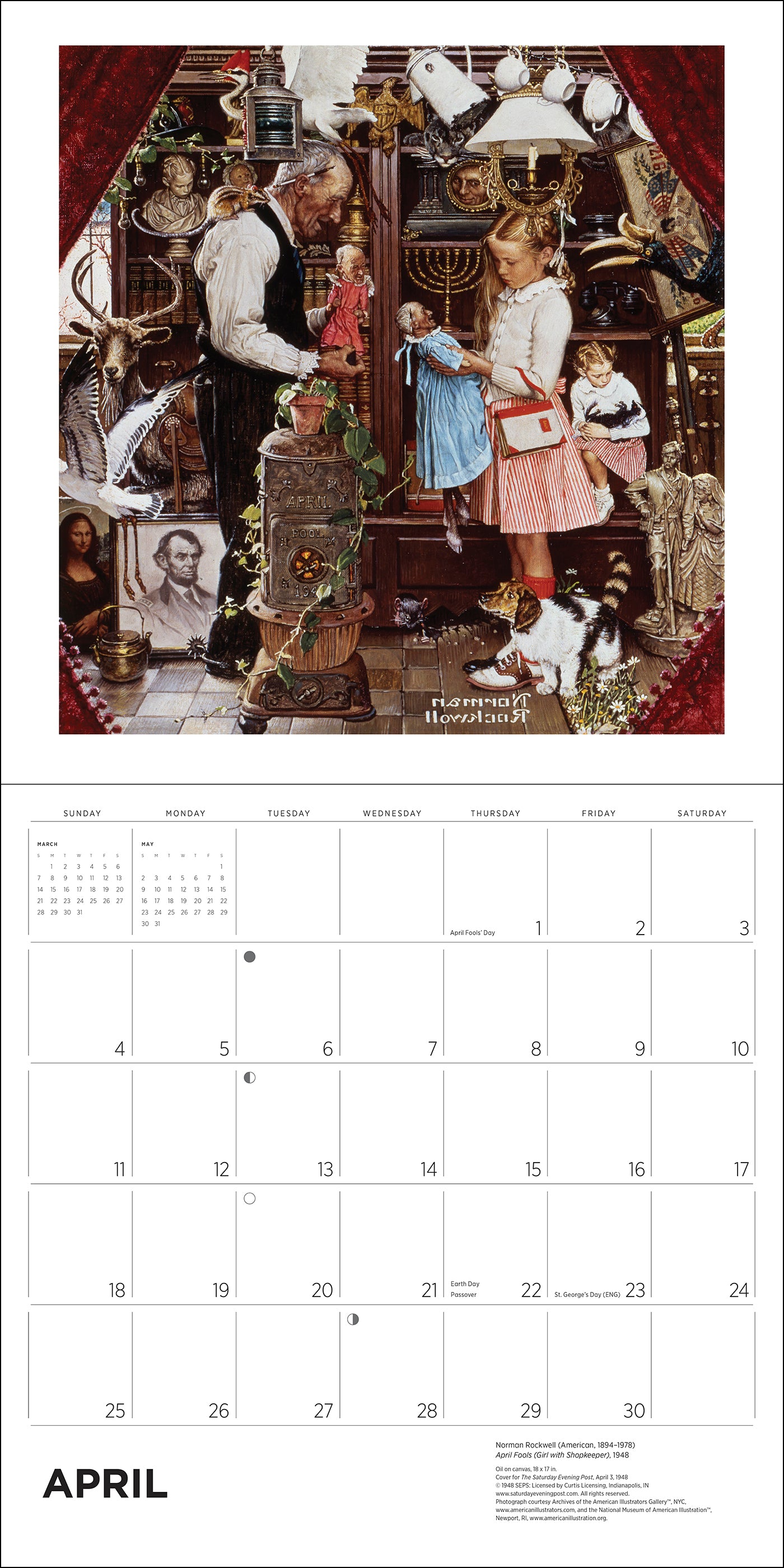 pomegranate-wall-calendar-norman-rockwell-wandkalender-2027-humor image 3