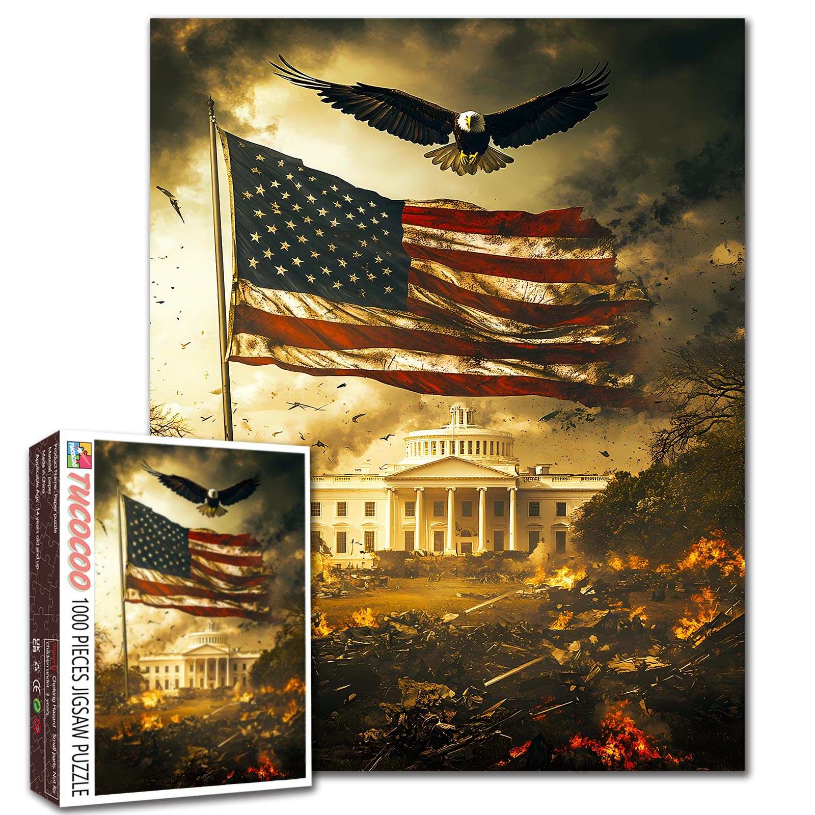 tucocoo-eagle-over-american-flag-puzzle-1000-teile image 1
