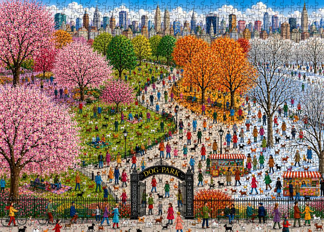 tucocoo-four-seasons-city-dog-park-puzzle-1000-teile-hunde image 2