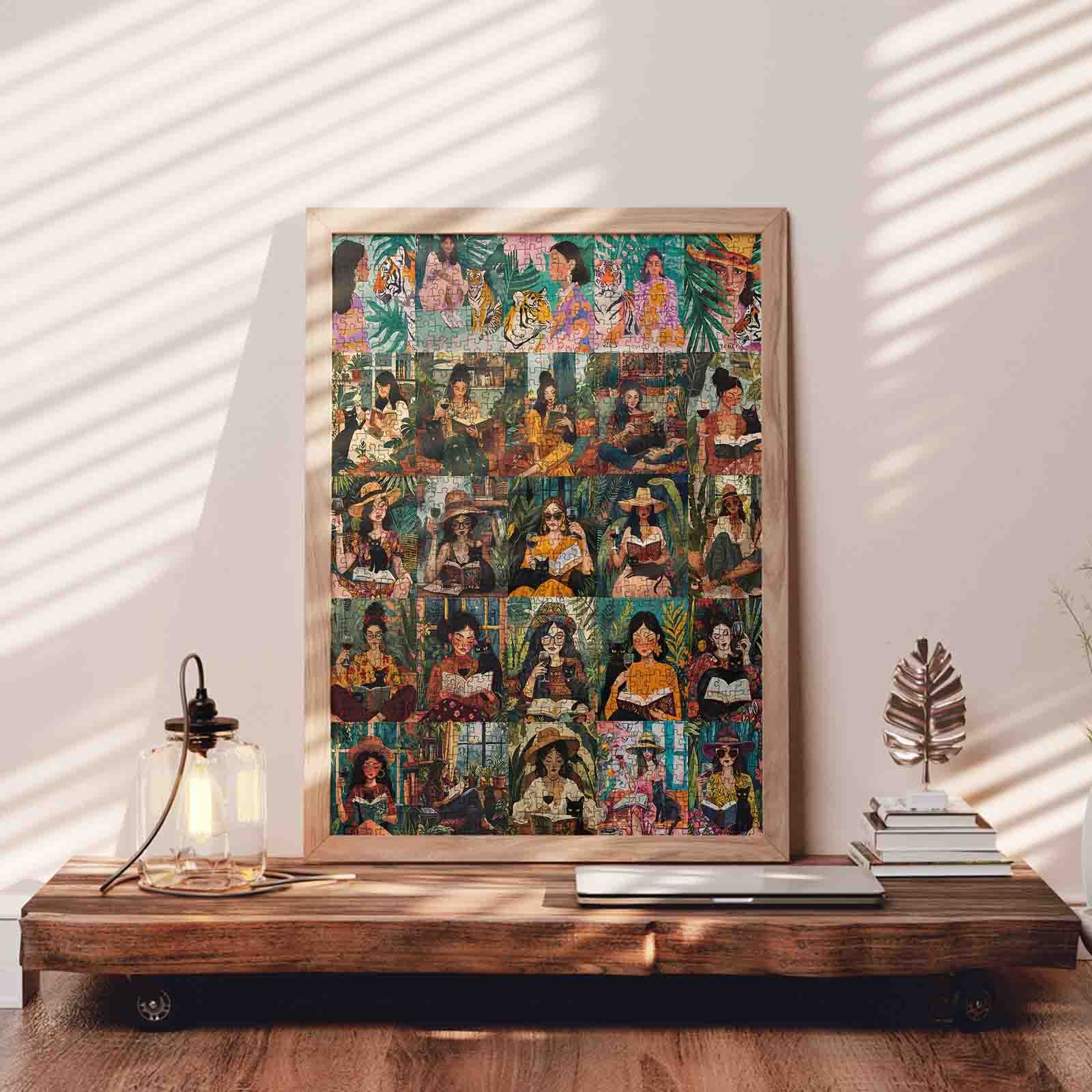 tucocoo-jigsaw-puzzles-women-reading-cats-puzzle-1000-teile-garten image 3